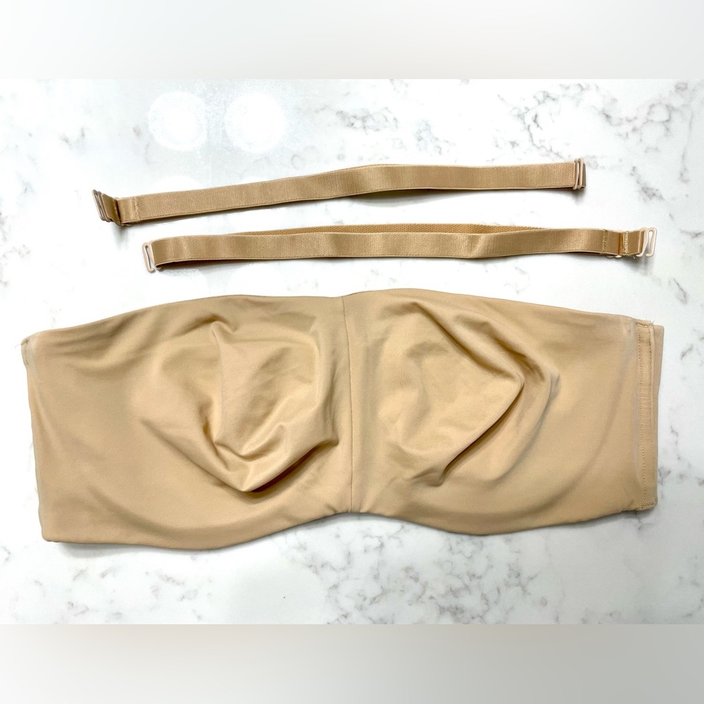 Cacique 44C Unlined Multi-Way Strapless Bra underwire beige tan Lane Bryant